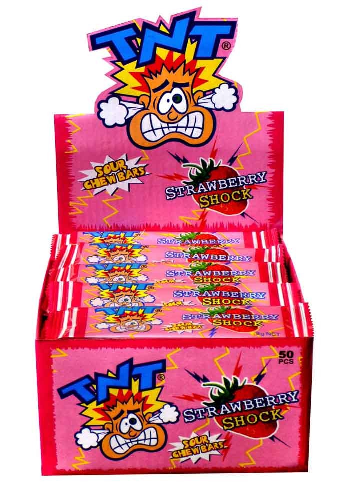 TNT Strawberry Shock Sour Chew Bar 80 pack | Candy Bar Sydney