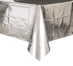 Metallic Silver Plastic Rectangle Tablecover
