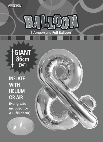 Silver Ampersand & Foil Balloon 86cm
