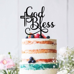 God Bless Baptism Cake Topper