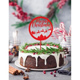Round Santa Sleigh Christmas Cake Topper