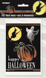 Ghostly Happy Halloween Trick or Treat Bags 50 Pack