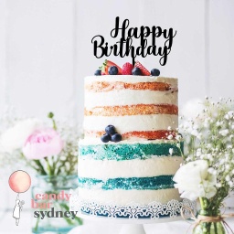 Happy Birthday Cake Topper - Cursive Font Style 2