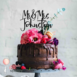 Mr &amp; Mrs Personalised Wedding Cake Topper Style 3 
