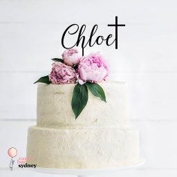 Name with Cross Baptism Custom Cake Topper Style 2