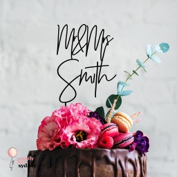 Mr & Mrs Personalised Wedding Cake Topper Style 5