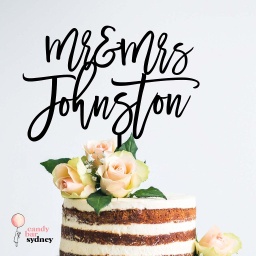 Mr &amp; Mrs Personalised Wedding Cake Topper Style 6