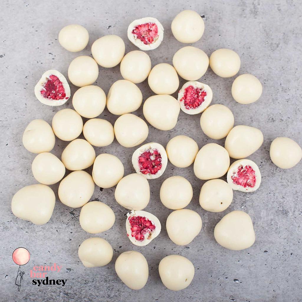Belgian White Chocolate Raspberries 500g