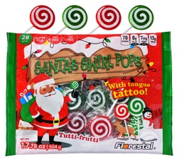 Santa's Red &amp; Green Swirl Pops with Tongue Tattoo 504g