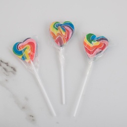 Rainbow Mini Swirl Heart Lollipops 24 Pack