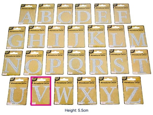 [CB62169] Adhesive Rhinestone Letter V