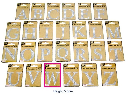 [CB62170] Adhesive Rhinestone Letter W