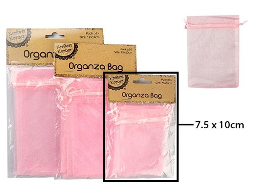 [CB62176] Pink OrganzaÂ Bonbonniere Lolly Bags - Pack of 6