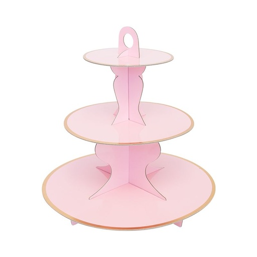 [CB62325] Baby Pastel Pink Solid Cake Cupcake High Tea Stand