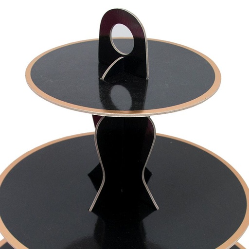 [CB62326] Black Solid Cake Cupcake High Tea Stand