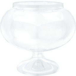 Short Round Pedestal Lolly Candy Jar Clear Plastic 15.8cm