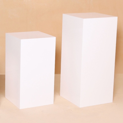 Medium Square Plinth Hire - 28cm x 28cm x 75cm - White Acrylic Cake Stand - Rectangular