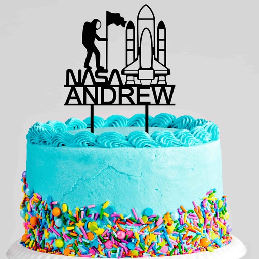 Custom NASA Astronaut Name Birthday Cake Topper