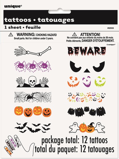 Halloween Finger Tattoos 12 Pcs
