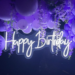 Happy Birthday Neon LED Light Hire 1Metre x 46cm (White)