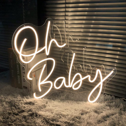 Oh Baby Neon LED Light Hire 60cm x 52cm (White)