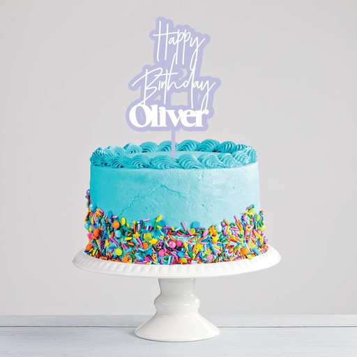 Double Layer Custom Name Happy Birthday Cake Topper - Style 1
