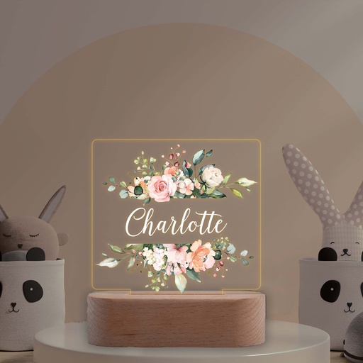 Floral Personalised Night Light - Style 1