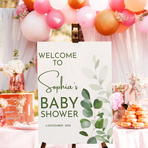 Greenery Baby Shower Welcome Sign - Style 2
