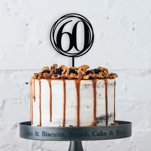 Swirl 60 Sixtieth Birthday Cake Topper