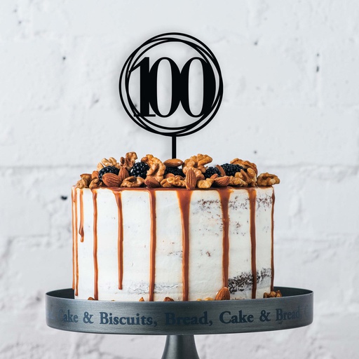 Swirl 100 One Hundredth Birthday Cake Topper