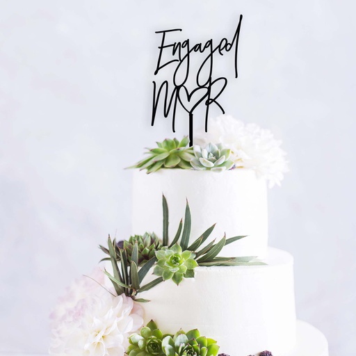 Custom Initials and Engaged Cake Topper - Style 2