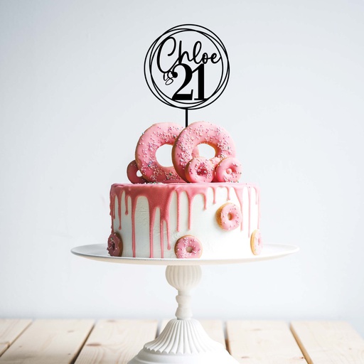 Custom Swirl Name & Age Cake Topper Style 1