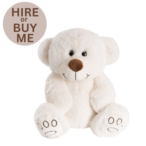 30cm Super Soft White Teddy Bear - Hire or Buy