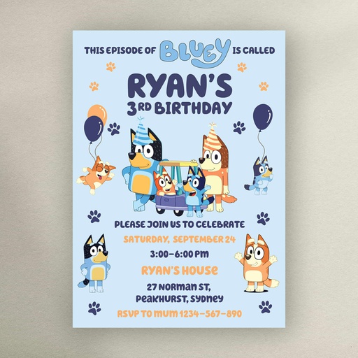Bluey Birthday Invitation