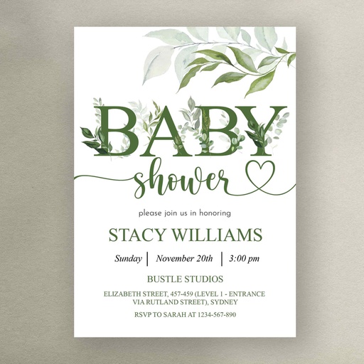 Greenery Baby Shower Invitation - Style 1