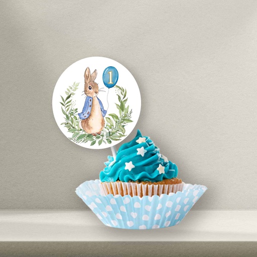 Blue Peter Rabbit Cupcake Topper - Style 3