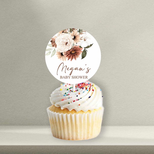 Boho Baby Shower Cupcake Topper - Style 2