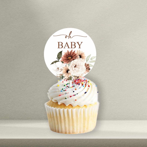 Boho Baby Shower Cupcake Topper - Style 3
