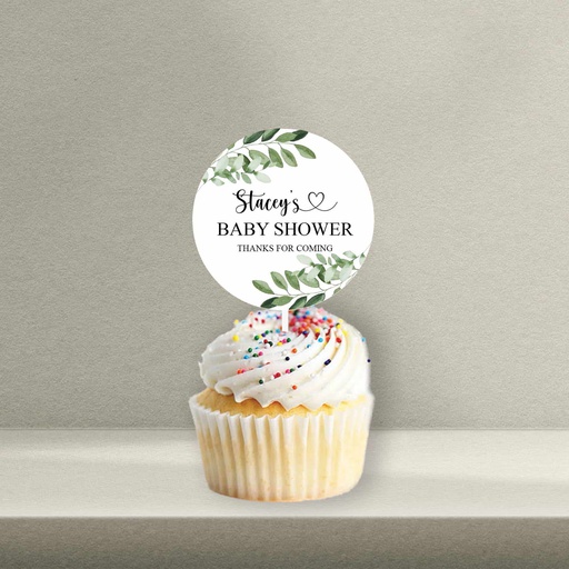Greenery Baby Shower Cupcake Topper - Style 4