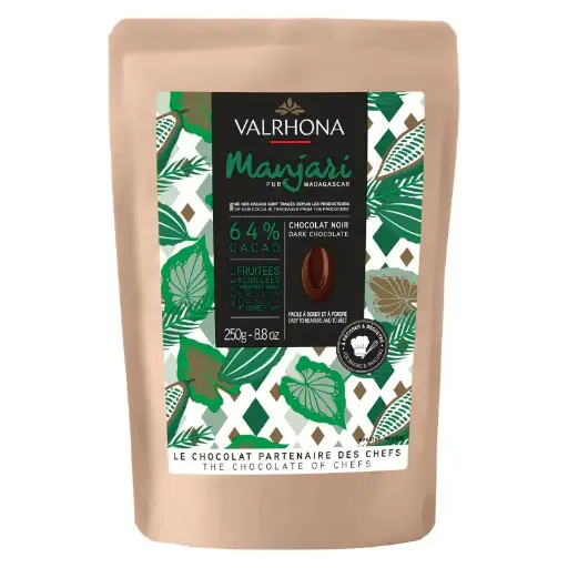 Valrhona Manjari 64% Dark Couverture Chocolate Feves 250g